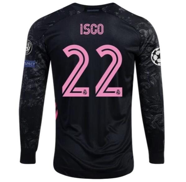 Real Madrid Long Sleeve Third Soccer Jersey Shirt ISCO #22 2020/21